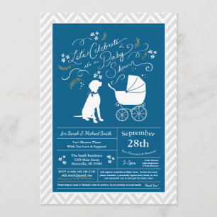 Vizsla Dog Baby Shower Boy Blue Invitation