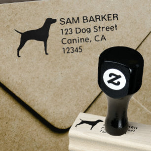 Vizsla Dog Breed Silhouette Return Address Rubber Stamp