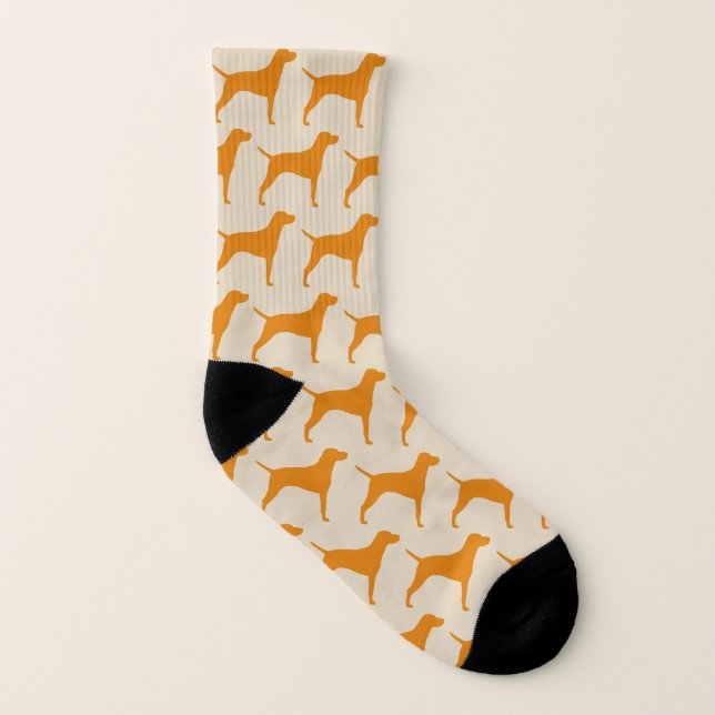 Vizsla Dog Breed Silhouettes Pattern Socks (Left Inside)