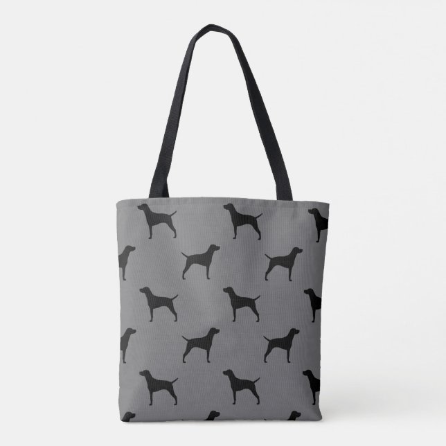 Vizsla Dog Breed Silhouettes Patterned Tote Bag (Back)