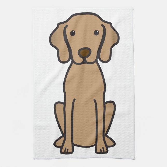 Vizsla Dog Cartoon Tea Towel (Vertical)