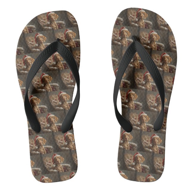 Vizsla Dog Christmas Festive  Flip Flops (Footbed)