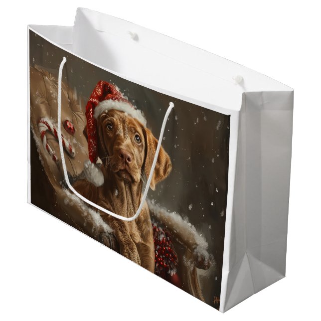 Vizsla Dog Christmas Festive  Large Gift Bag (Front Angled)