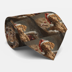 Vizsla Dog Christmas Festive Tie