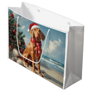 Vizsla Dog Christmas Vintage Beach Large Gift Bag