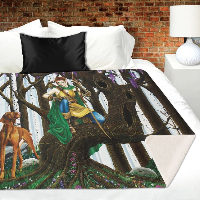 Vizsla Dog Elf Forest Sherpa Blanket (Creator Uploaded)
