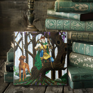 Vizsla Dog Elf Forest Tile
