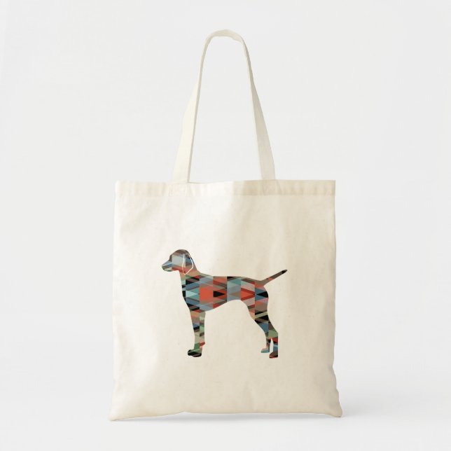 Vizsla Dog Geometric Pattern Silhouette Plaid Tote Bag (Front)