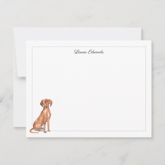 Vizsla Dog Gray Border Personalized Card (Front)