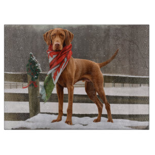 Vizsla Dog in Snow Christmas Cutting Board