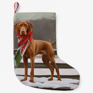 Vizsla Dog in Snow Christmas Small Christmas Stocking