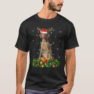Vizsla Dog Lover Reindeer Santa Hat Vizsla Christm T-Shirt