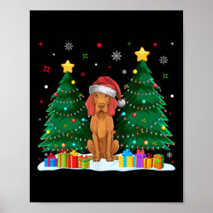 Vizsla Dog Lovers Santa Hat Ugly Christmas Sweater Poster