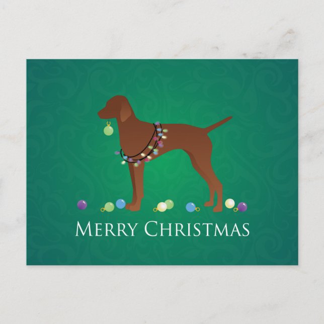 Vizsla Dog Merry Christmas Design Holiday Postcard (Front)