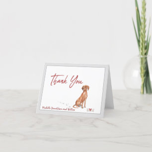 Vizsla Dog Personalised & Bone Red Ribbon Thank You Card