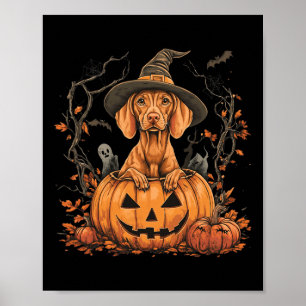 Vizsla Dog Pumpkin Halloween Thanksgiving Poster