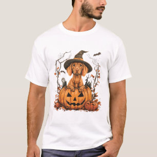 Vizsla Dog Pumpkin Halloween Thanksgiving T-Shirt
