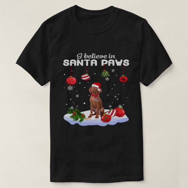 Vizsla dog Santa Christmas Tree Lights Xmas Boys D T-Shirt (Design Front)