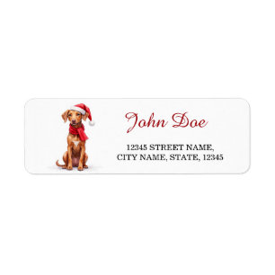 Vizsla Dog Santa Hat Christmas Return Address
