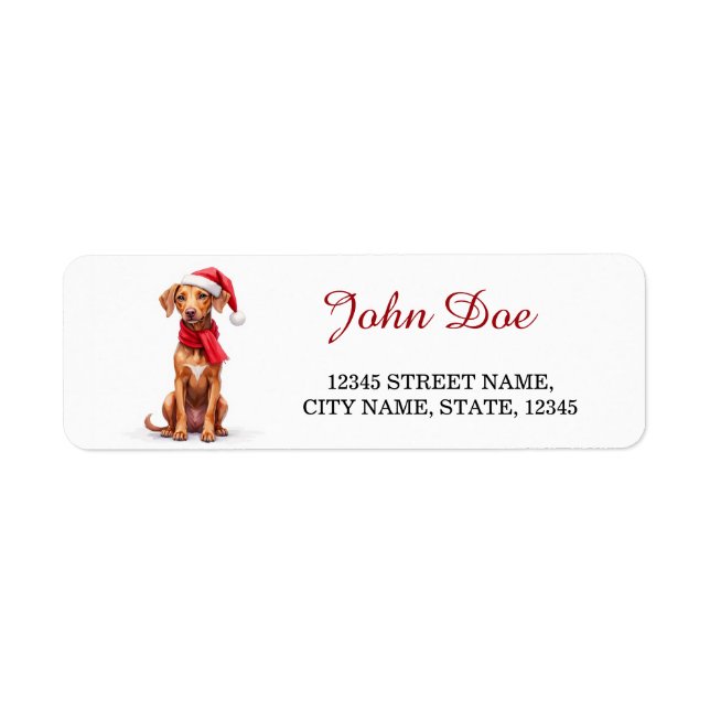 Vizsla Dog Santa Hat Christmas Return Address (Front)