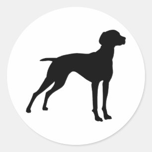 Vizsla Dog Silhouette (black) Classic Round Sticker