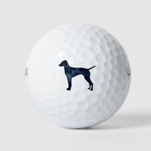 Vizsla Dog Silhouette Black Watercolor Golf Balls