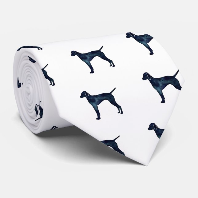 Vizsla Dog Silhouette Black Watercolor Tie (Rolled)