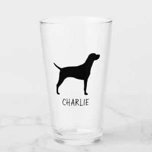 Vizsla Dog Silhouette Personalised Glass