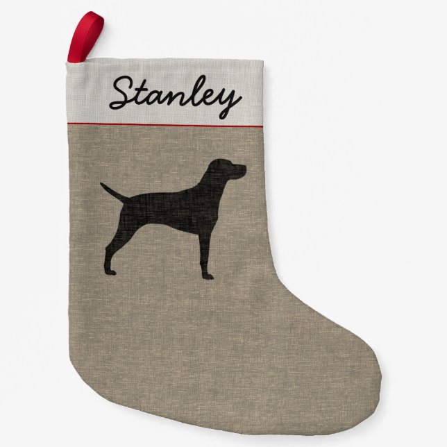 Vizsla Dog Silhouette Personalised Holiday Xmas Small Christmas Stocking (Front)