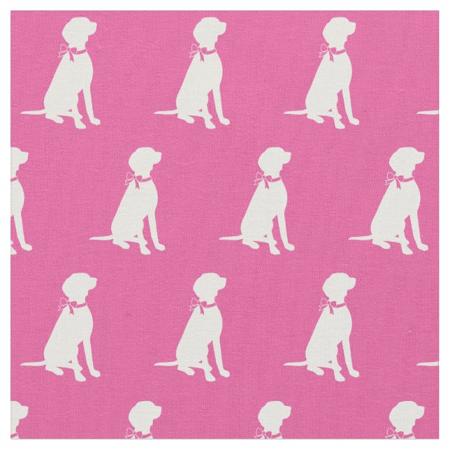 Vizsla Dog Silhouette Pet Pink Fabric (Close Up)