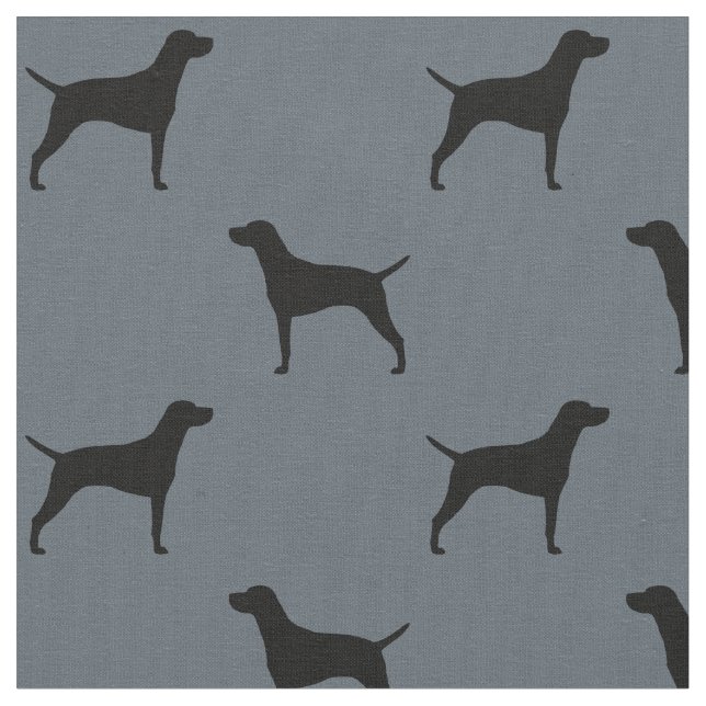 Vizsla Dog Silhouettes Pattern Fabric (Close Up)