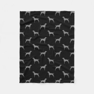 Vizsla Dog Silhouettes Pattern Grey and Black Fleece Blanket