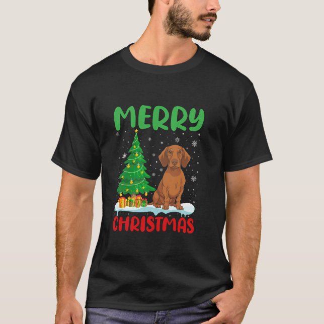Vizsla Dog Tree Xmas Sweater Men Women Ugly Christ (Front)