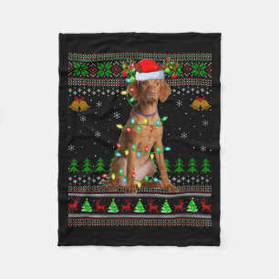 Vizsla Dog Ugly Christmas Sweaters Holiday Santa X Fleece Blanket