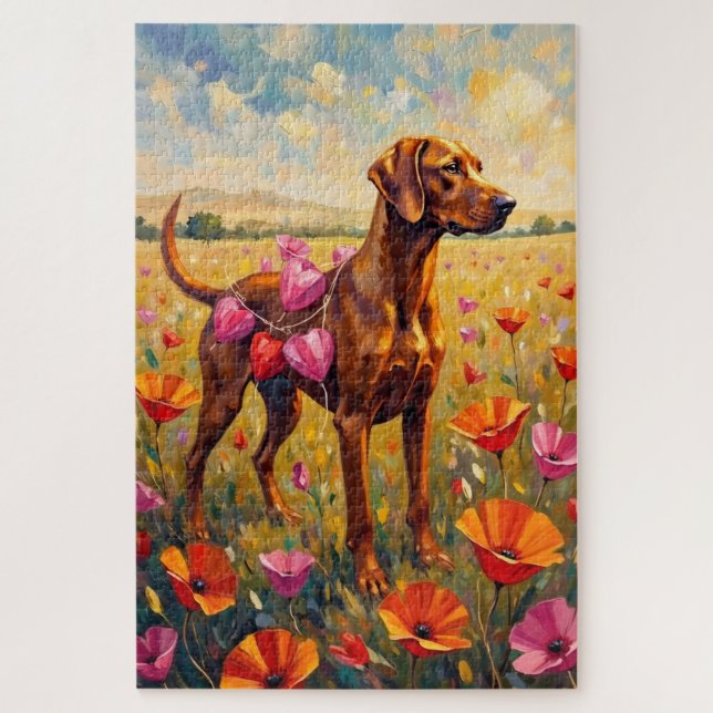 Vizsla Dog Valentine's Day Heart Lanterns Jigsaw Puzzle (Vertical)