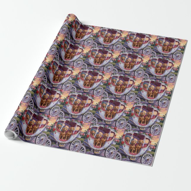 Vizsla Dog Valentine's Day Wrapping Paper (Unrolled)