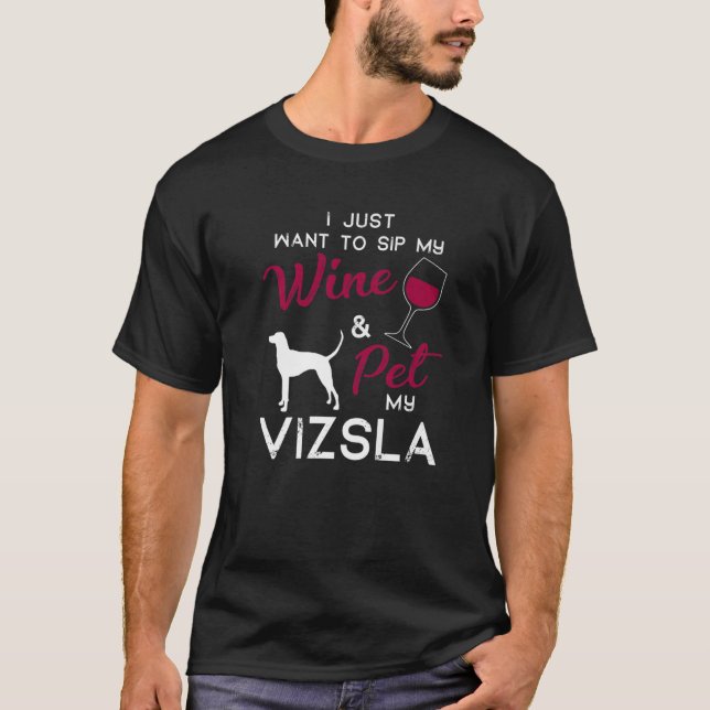 Vizsla Dog Wine Lover Owner Christmas Birthday Gif T-Shirt (Front)