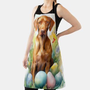 Vizsla Dog with Easter Eggs Holiday  Apron