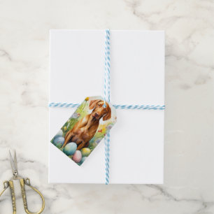 Vizsla Dog with Easter Eggs Holiday Gift Tags