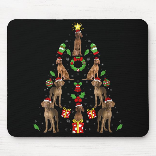 Vizsla Dog Xmas Lighting Tree Vizsla Christmas V N Mouse Mat (Front)