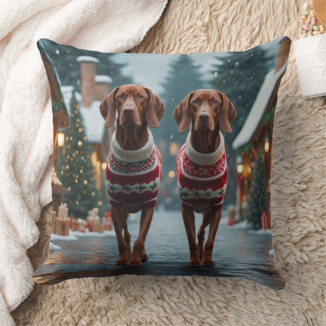 Vizsla Dogs Christmas Snow Holiday Cushion (Blanket)