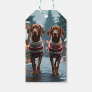 Vizsla Dogs Christmas Snow Holiday Gift Tags