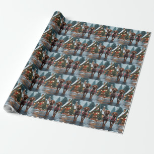 Vizsla Dogs Christmas Snow Holiday Wrapping Paper