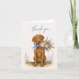 Vizsla Flower Bouquet Thank You Card