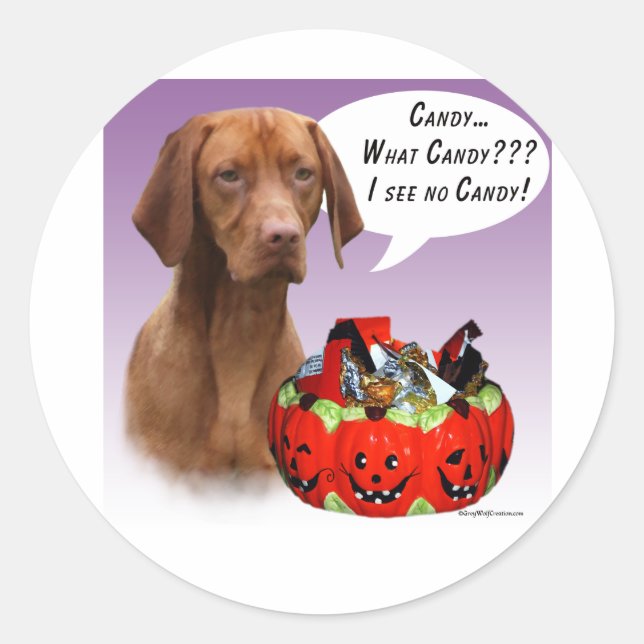 Vizsla Halloween Candy Classic Round Sticker (Front)
