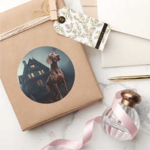 Vizsla Halloween Scary Classic Round Sticker