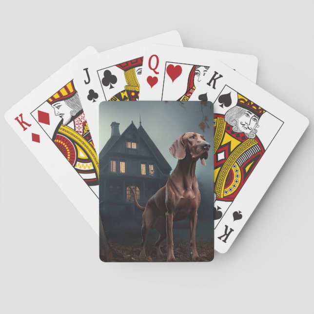 Vizsla Halloween Scary Playing Cards (Back)