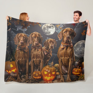 Vizsla Halloween Spooky Fleece Blanket