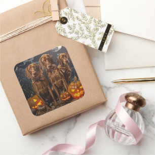 Vizsla Halloween Spooky Square Sticker