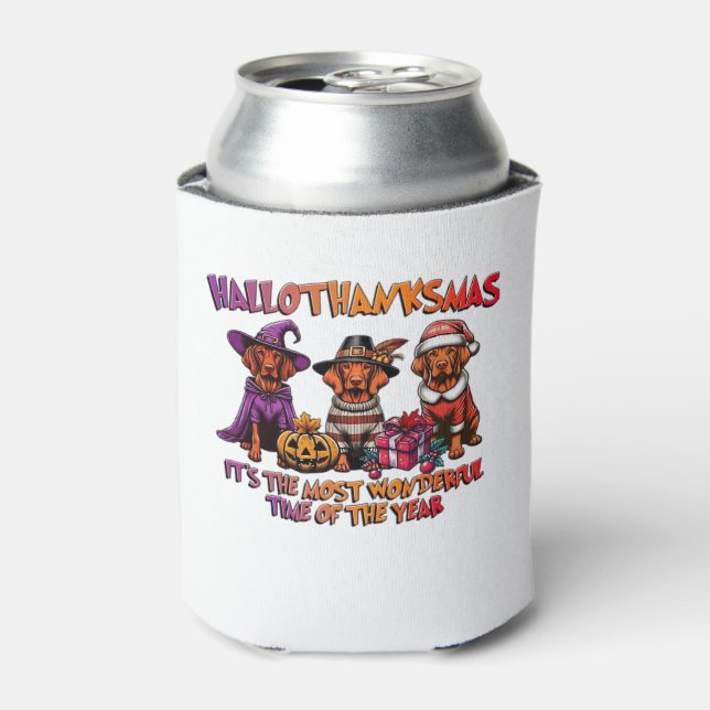 Vizsla Halloween Thanksgiving Christmas Classic T- Can Cooler (Can Front)